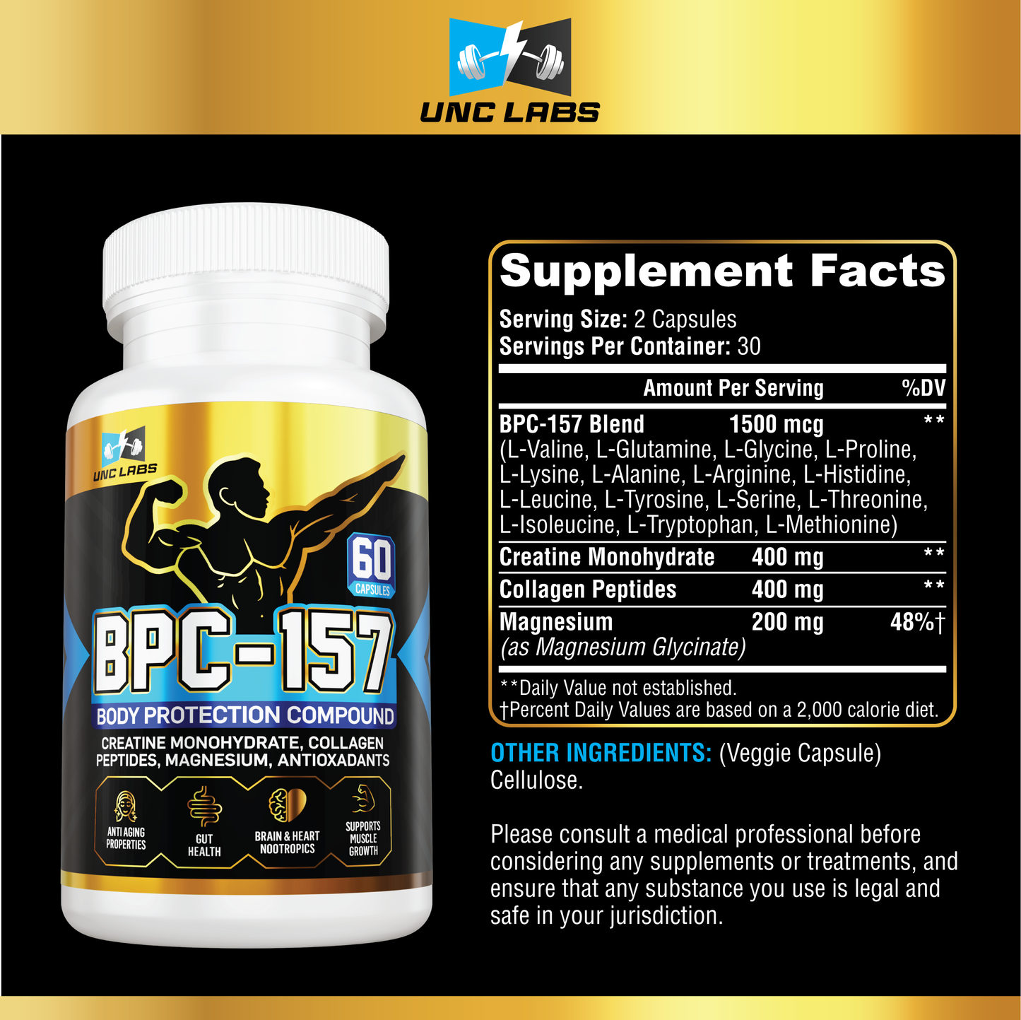 BPC 157 PEPTIDE BLEND PLUS CREATINE, MAGNESIUM & ANTIOXIDANTS
